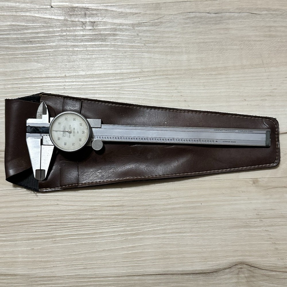 Fowler 52-010-006 Helios Dial Caliper With Leather Case Untested