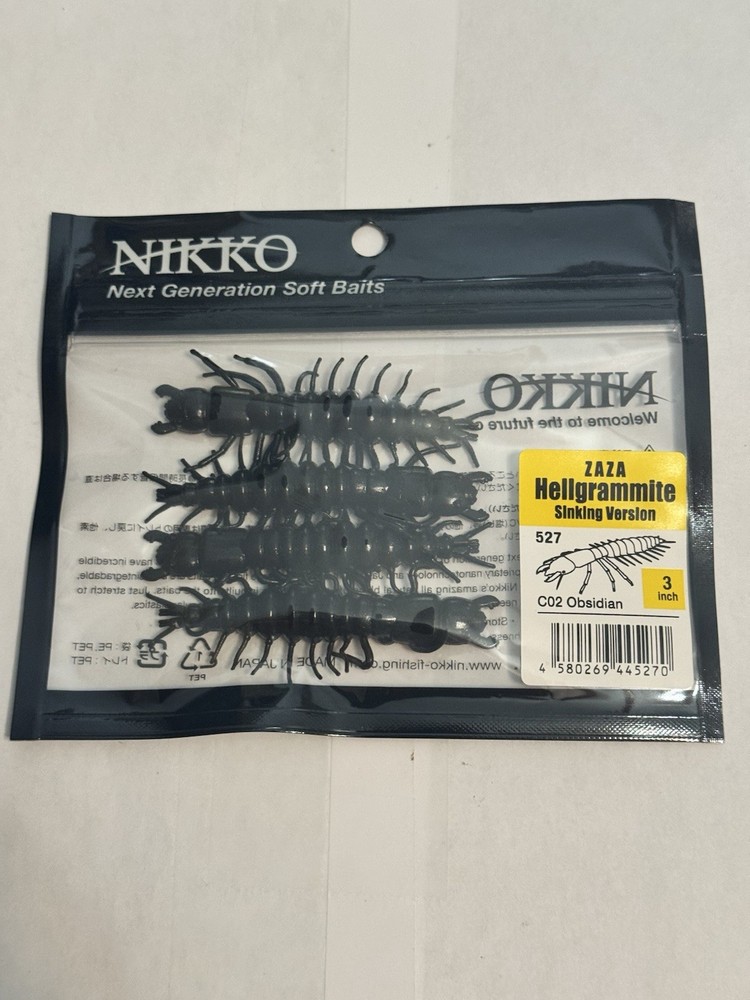 “New” Nikko’s Sinking Elastomer Formula Hellgrammites 3" Obsidian