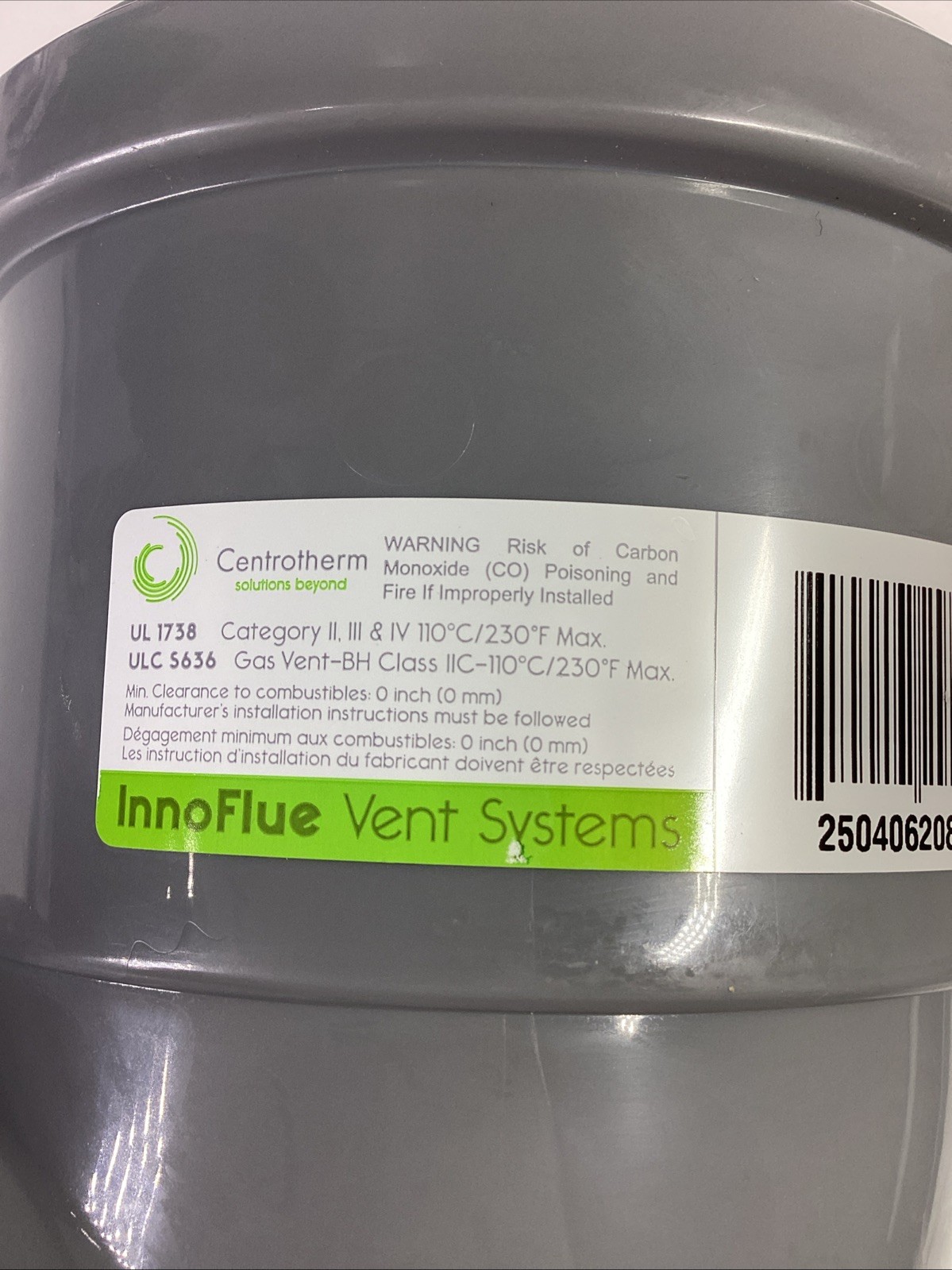 6x Centrotherm Innoflue ISELS0487-6 Polypropylene 87 Degree Elbow 4"