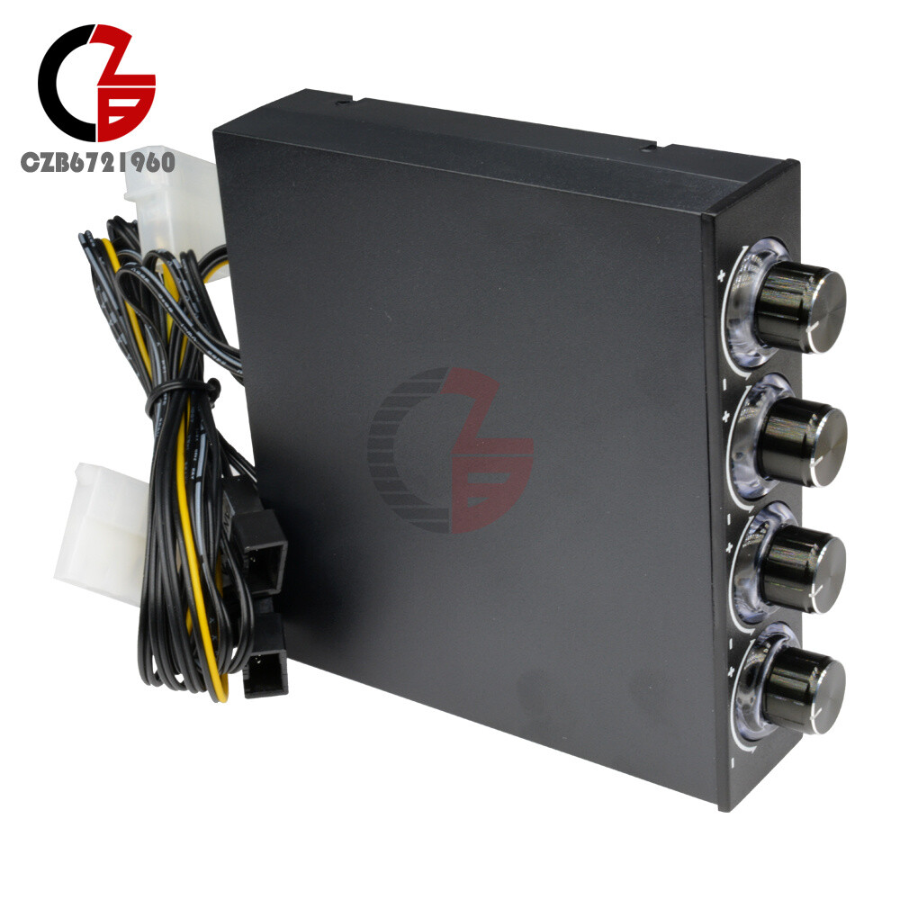4 Channel Fan Speed Control Controller LED Cooling Front Panel For 3.5" PC CPU