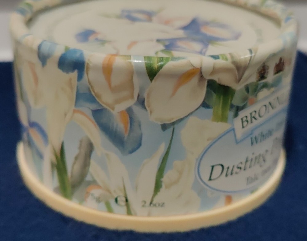 VTG Bronnley Dusting Powder White Iris Round Box Almost Empty