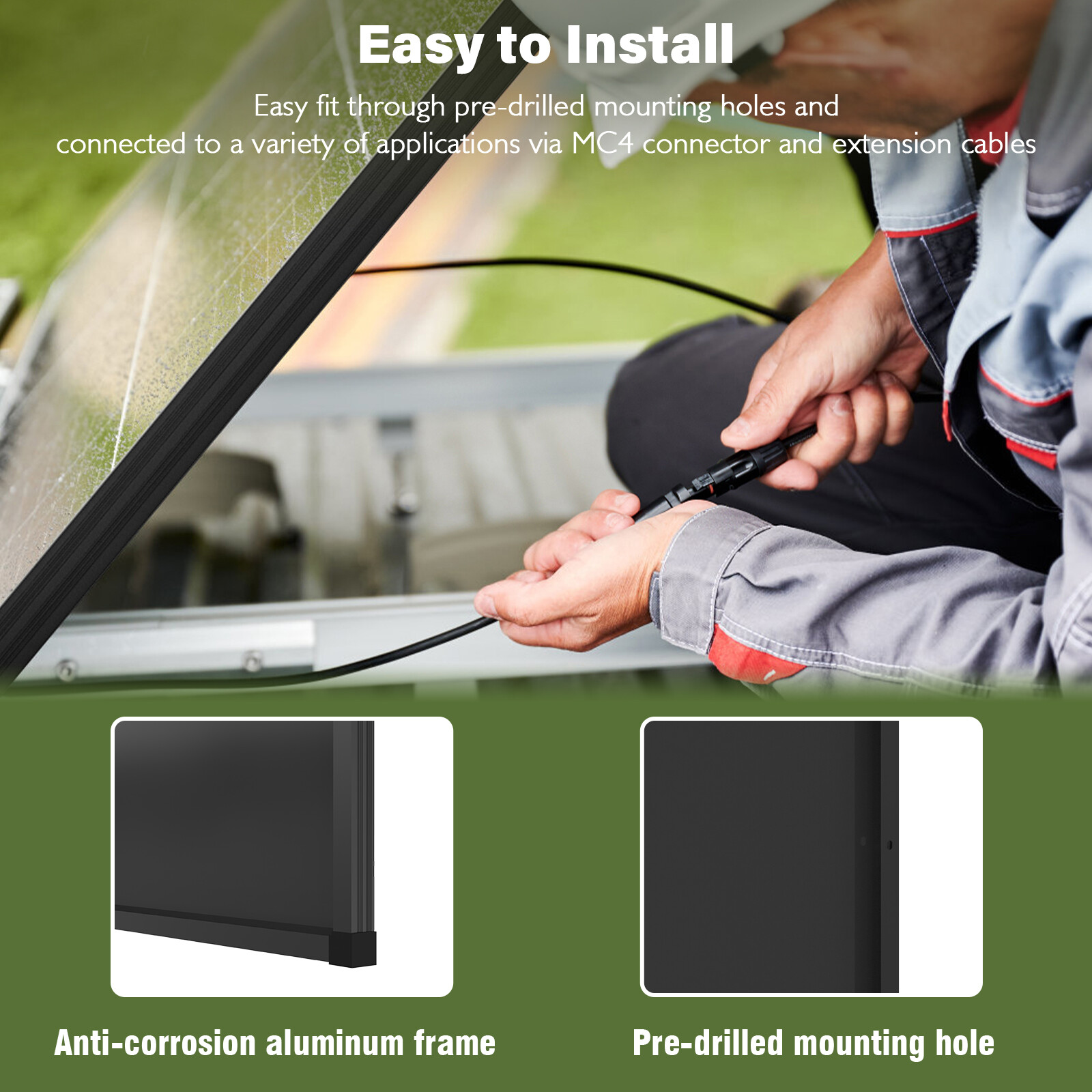 200W 400W 800W 1000W Watt Mono Solar Panel 12V Off-Grid Battery Charger RV Home