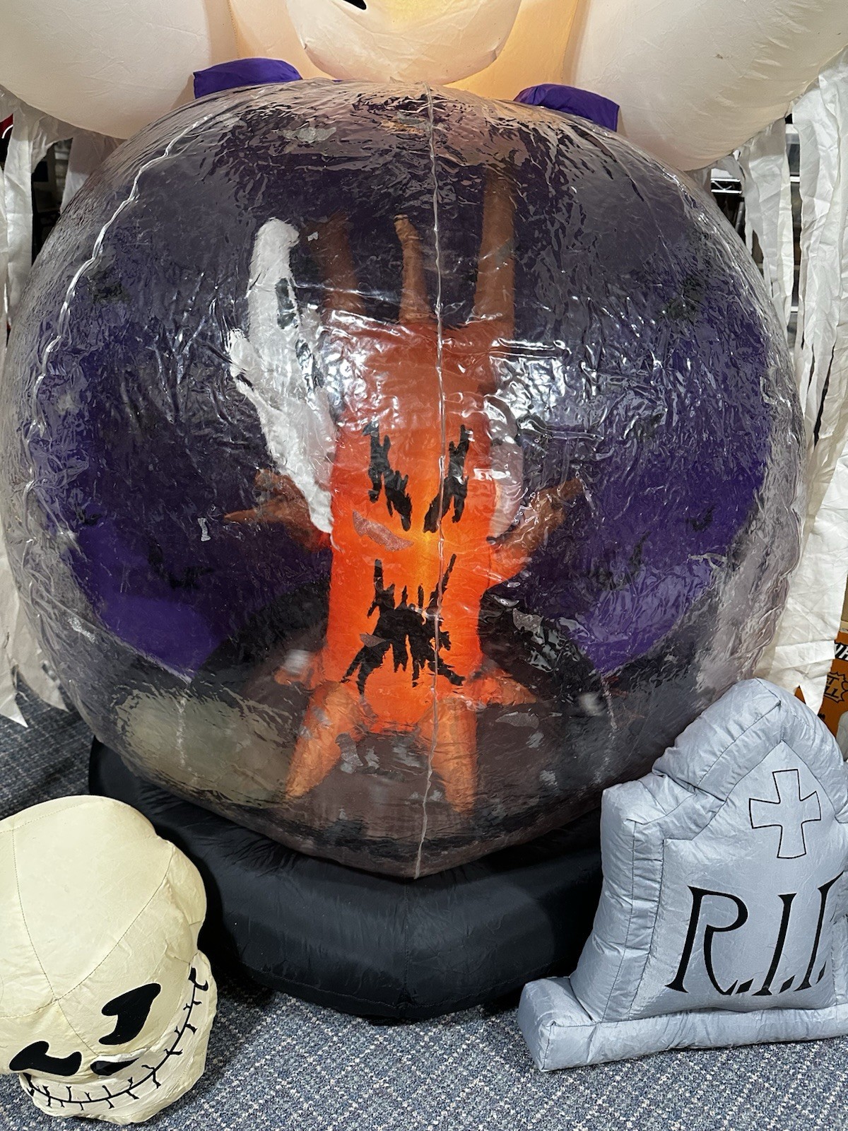 7 Feet Tall Inflatable Ghost Whirlwind Globe Flying Bat Skull Halloween Grave