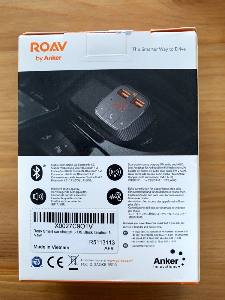 Anker Roav SmartCharge AF9 Bluetooth FM Transmitter Wireless Audio Adapter