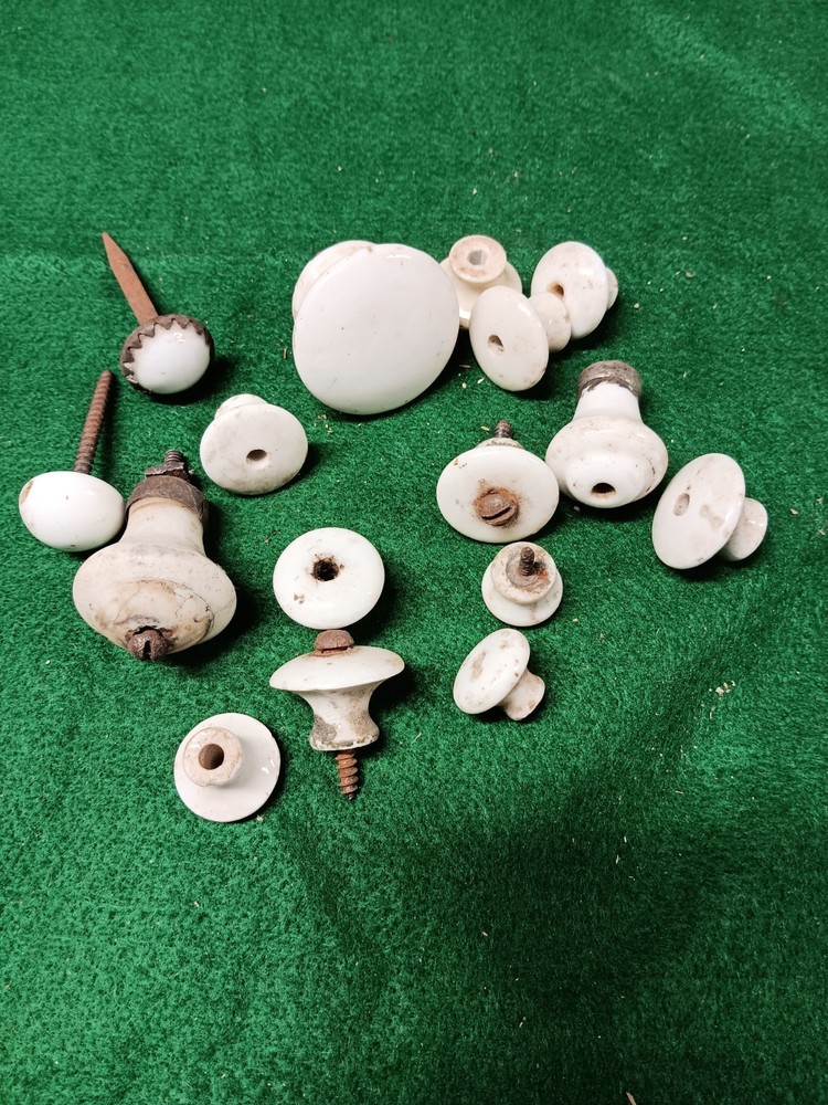 antique porcelain drawer knobs mixed sized lot