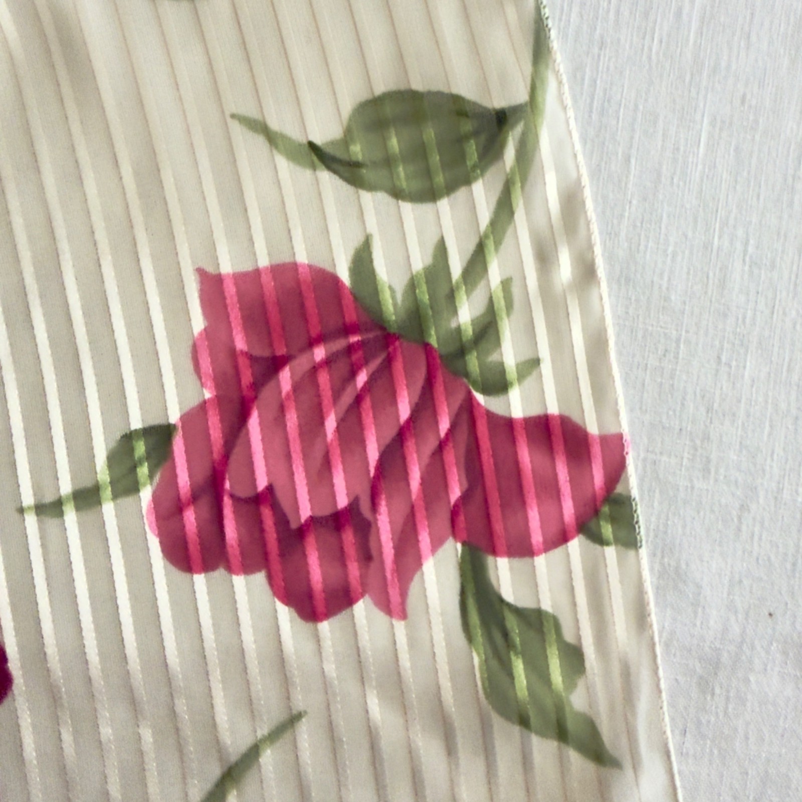 Vintage Pink Floral Sheer Stripe Scarf Korea Romantic Coquette Long 80s-90s