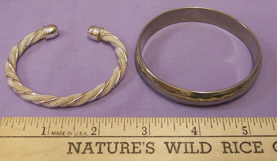 Silvertone Solid Bracelet  Bangle Open Twisted Texture  Lot of 2