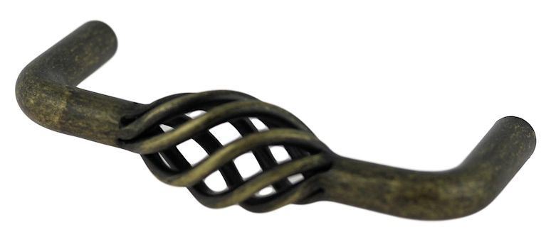 3" Rustic Bird Cage Pull Dark Antique Brass
