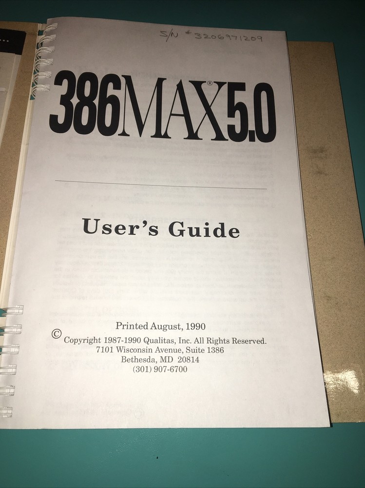 Microsoft Windows 386 Qualitas Version 1990 Used
