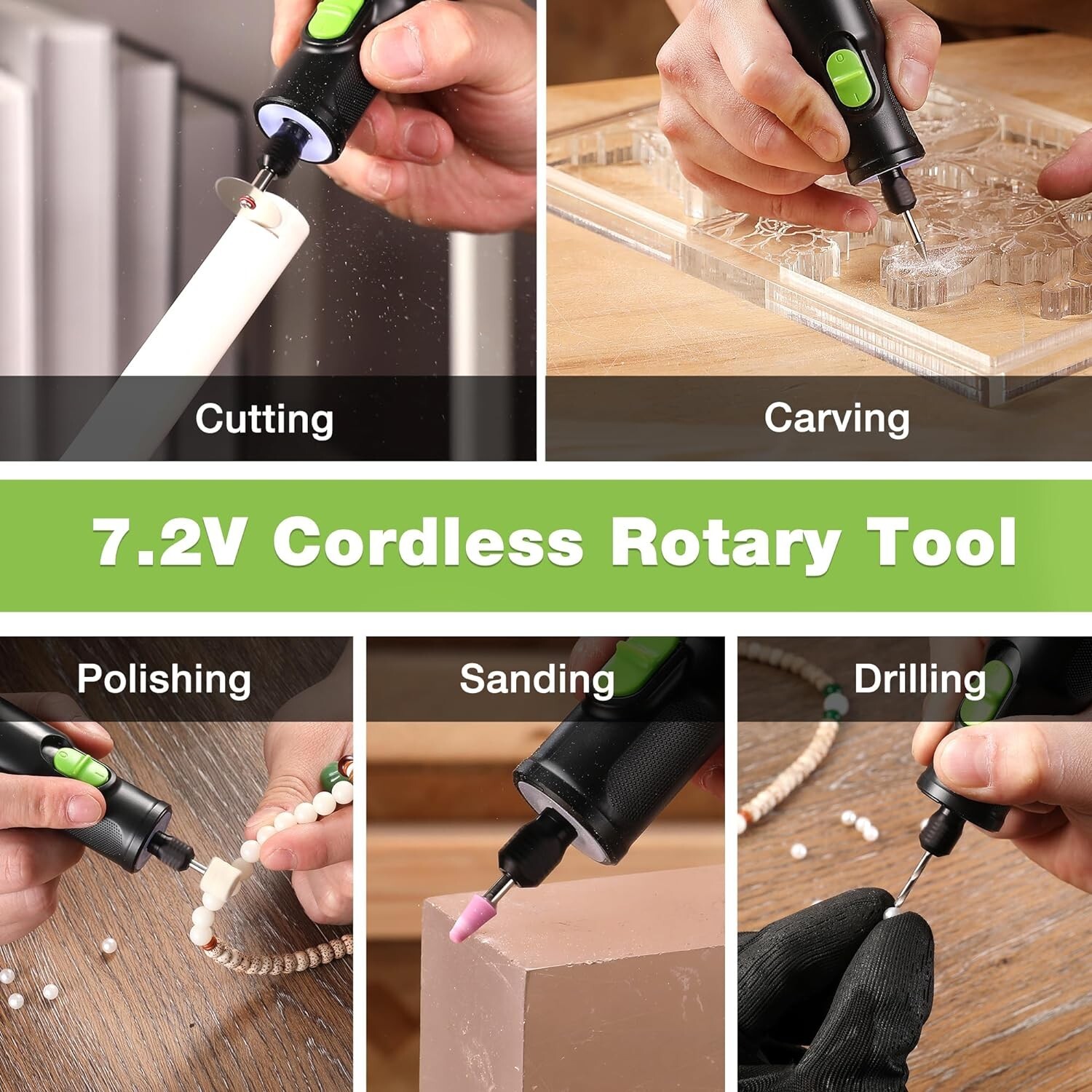 WORKPRO 7.2V Cordless Rotary Tool 6 Variable Speed w/117 Accessories Black