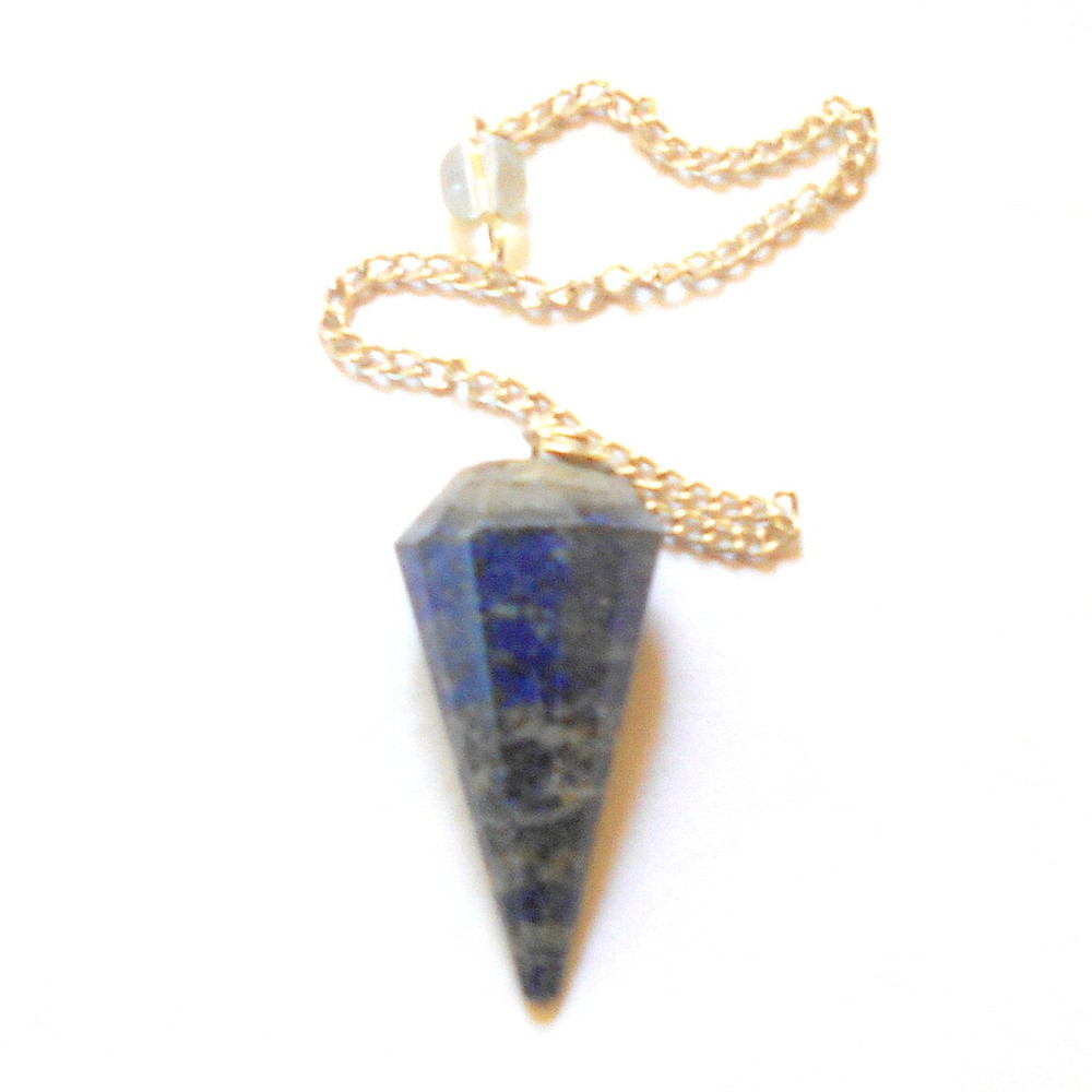 Lapis Lazuli Faceted Gemstone Pendulum for Divination and Dowsing