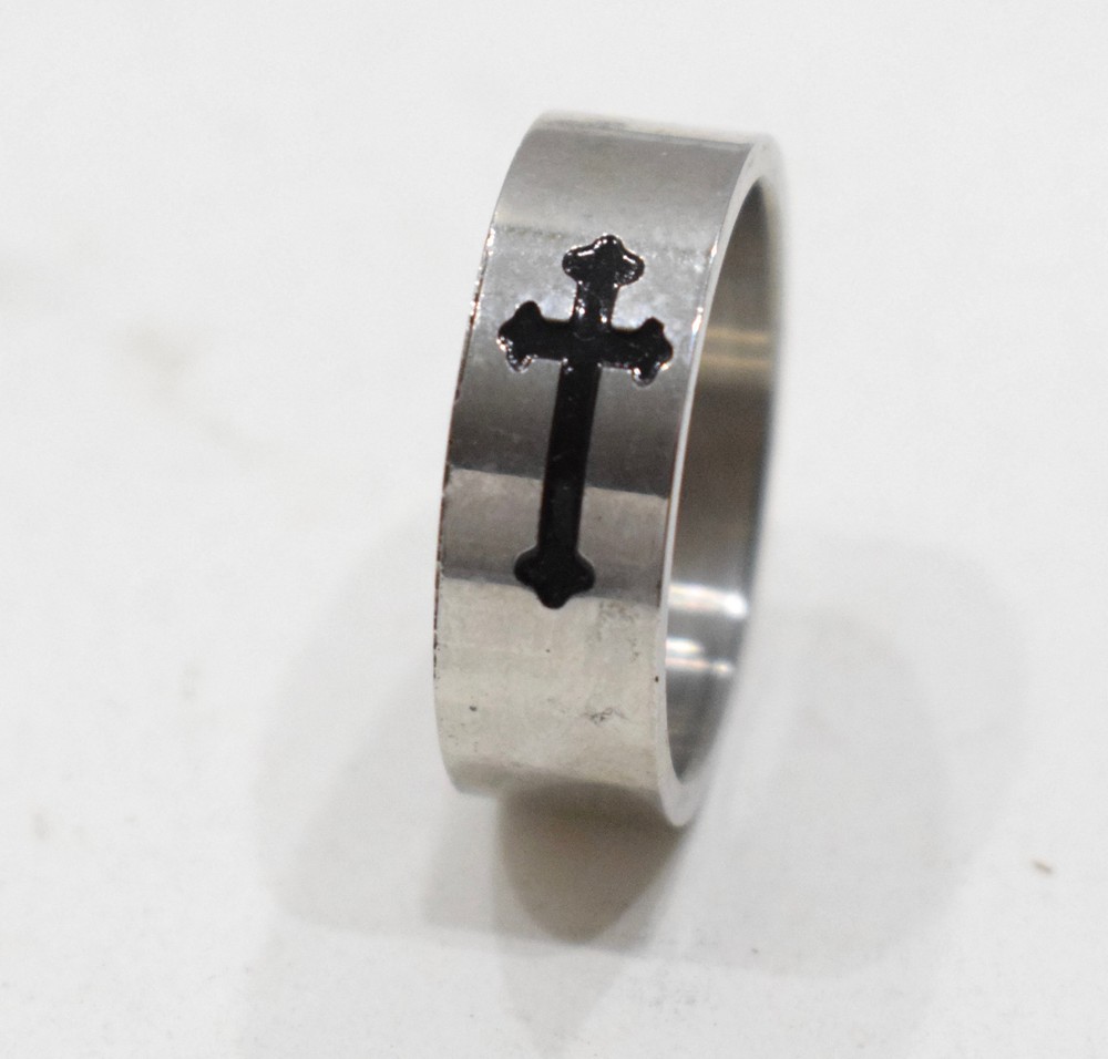 Ring Stainless Steel Etched Band Ring