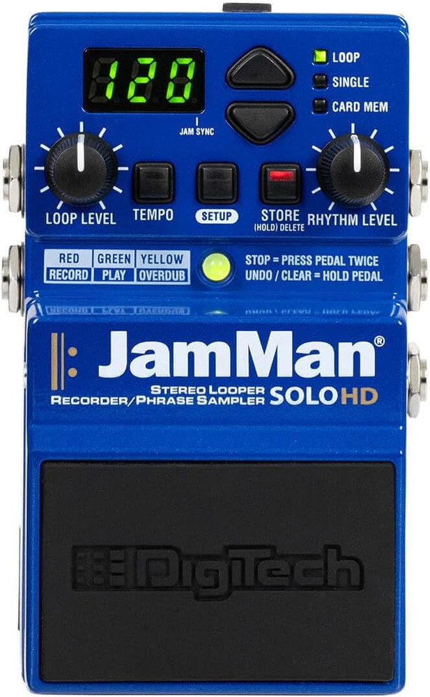 Digitech Jamman Solo HD Stereo Looper Pedal - Bundle with 2 Patch Cables and Fs3