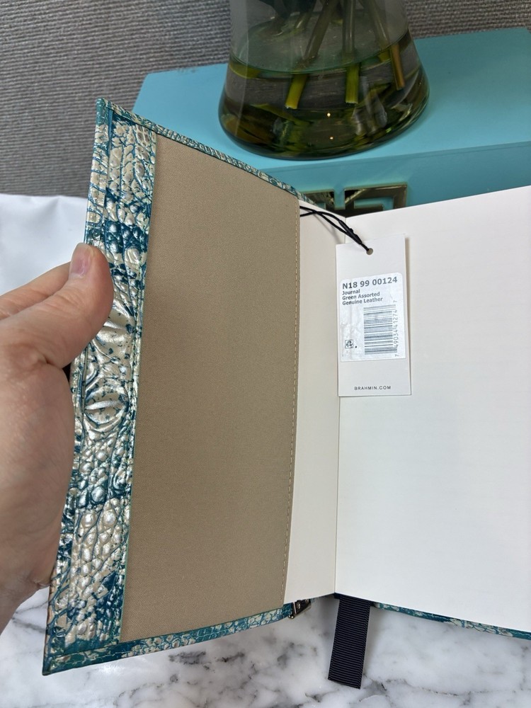 Brahmin Teal Green Assorted Croc Embossed Leather Journal Notebook - NWT