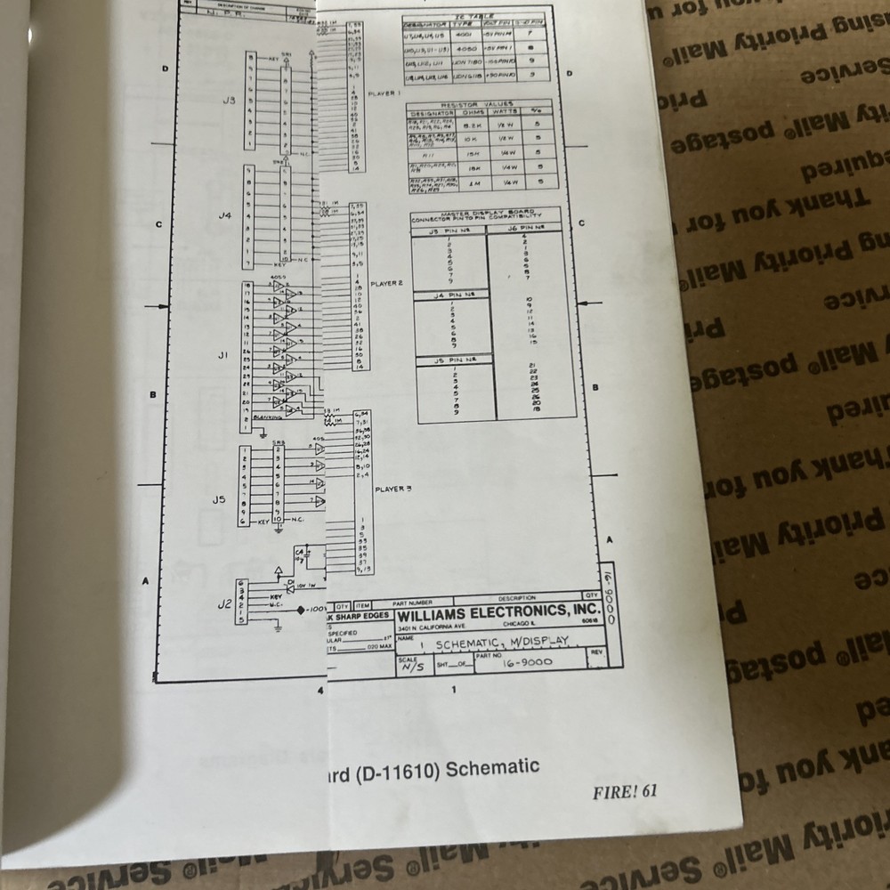 Copy Fire Williams Pinball arcade game manual