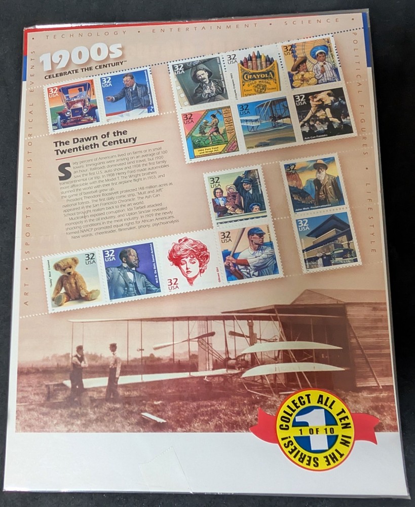 USPS Celebrate the Century 1900s – SEALED Pack – Full Pane – MNH