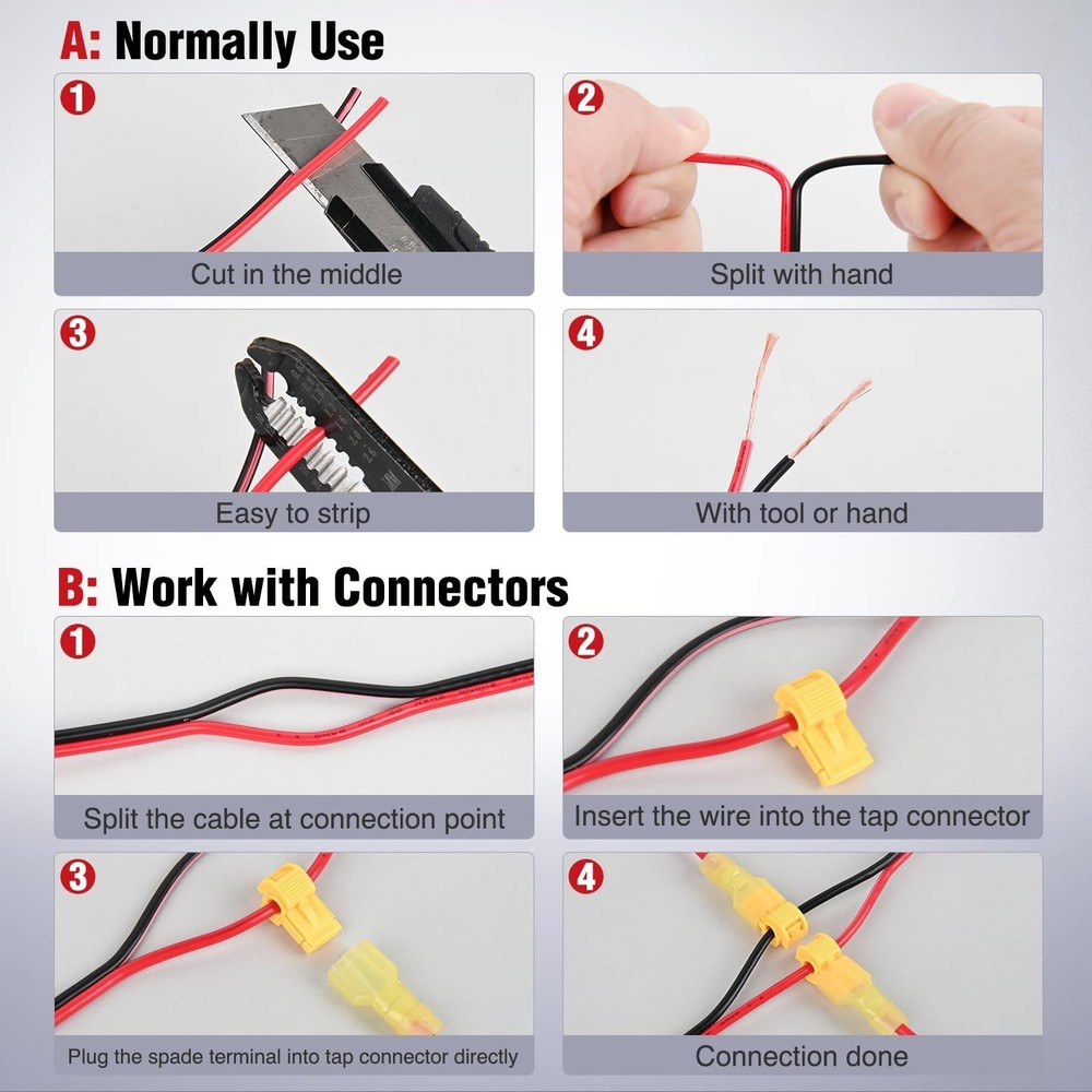 Versatile 50FT 12 Gauge CCA Cable - Red & Black for Easy Project Customization