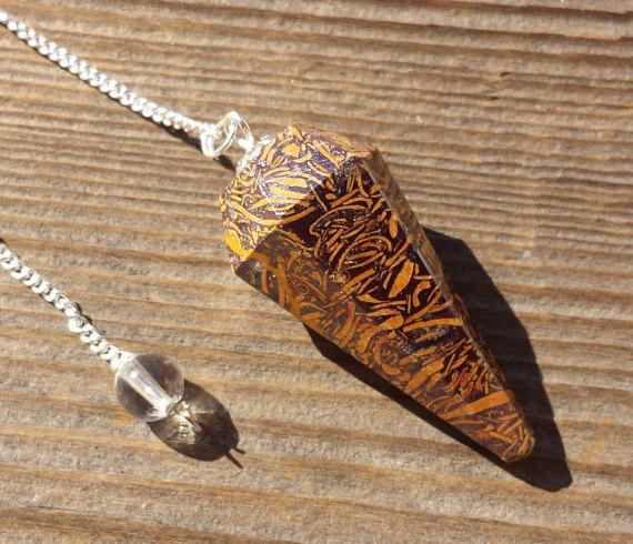 NATURAL CALLIGRAPHY STONE GEMSTONE FACETED PENDULUM