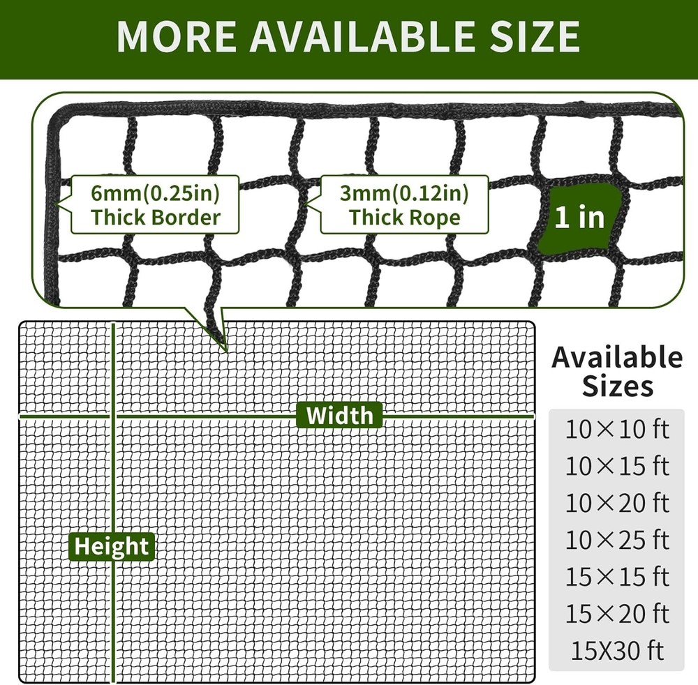Golf Practice Net with Steel Hanging Kit & Nylon Rope, Hitting Net for Multip...