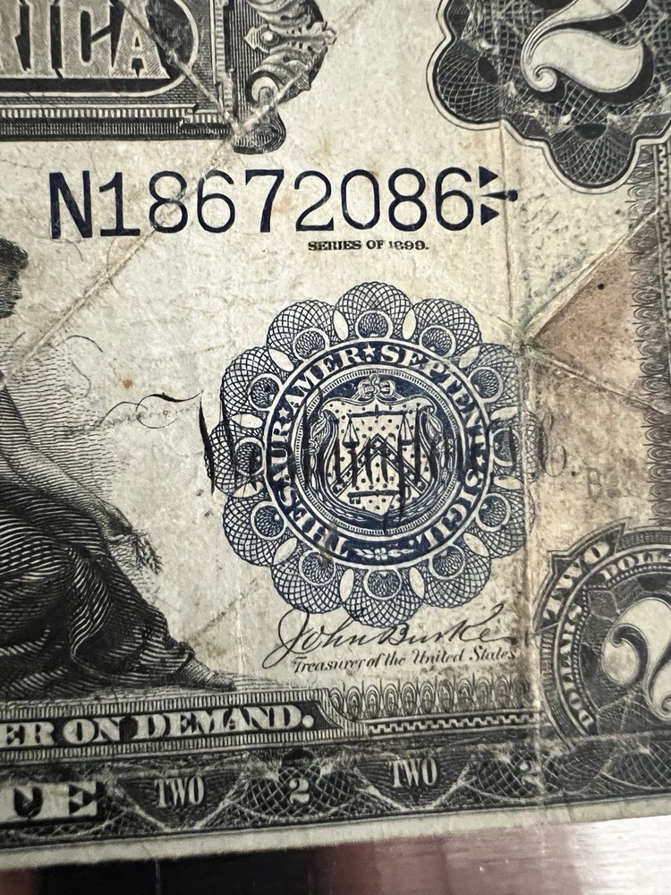 1899 $2 Silver Certificate Mini Porthole Note