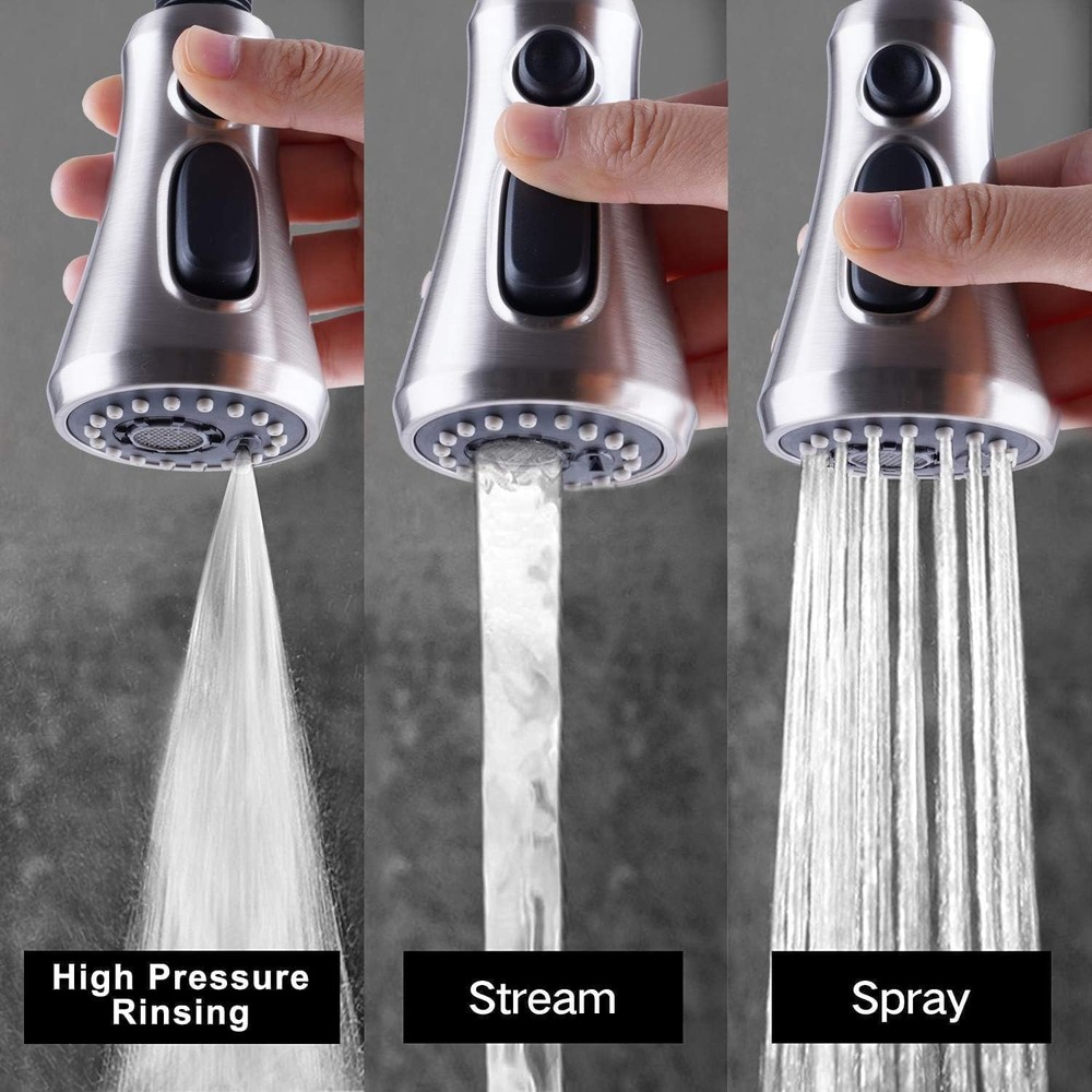 Hibbent Pull Down Spray Head for Kitchen Faucet, NSF/ANSI/CAN Brushed Nickel