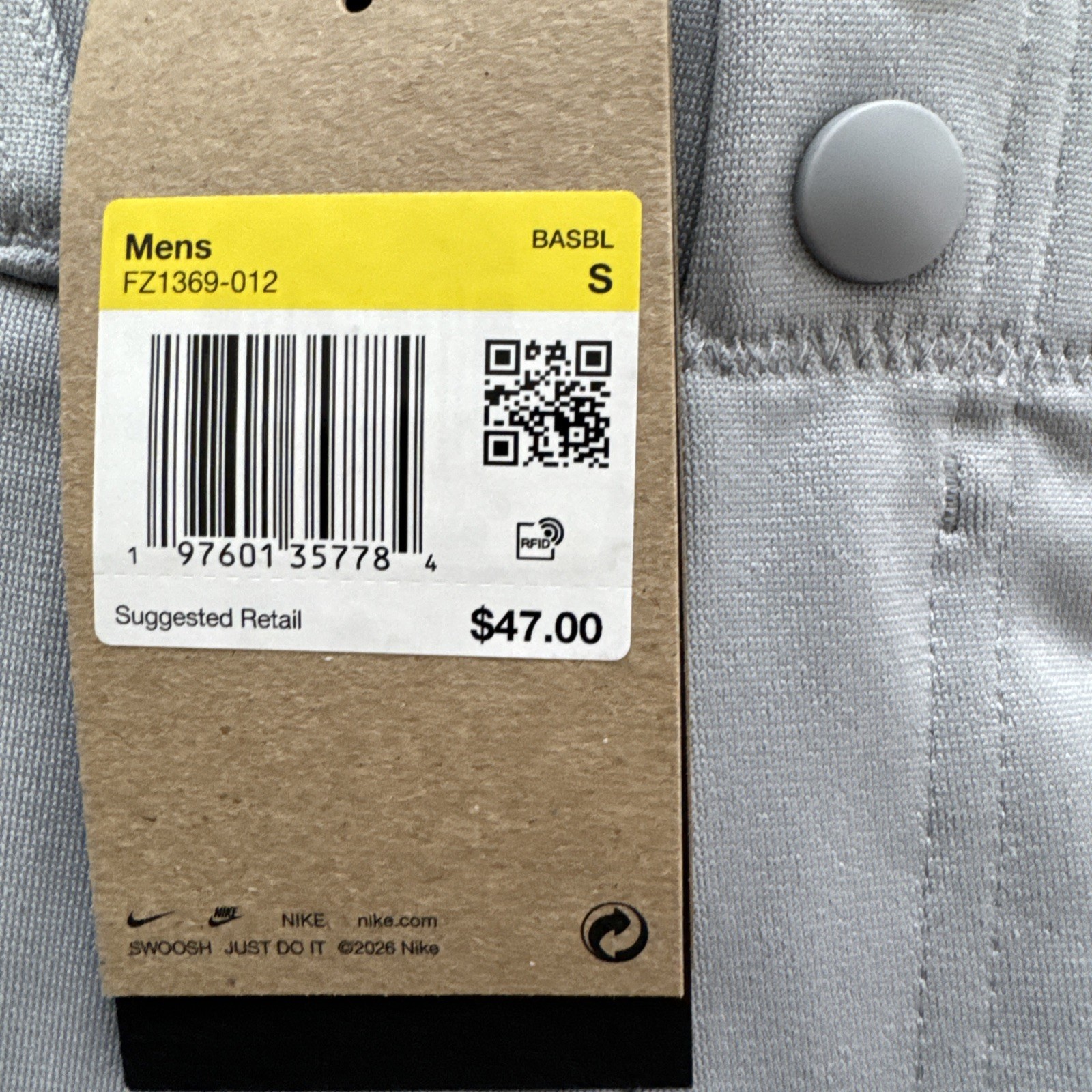 NEW NWT Nike Vapor Select Baseball Pants Mens Size Small Gray Tapered FZ1369-012