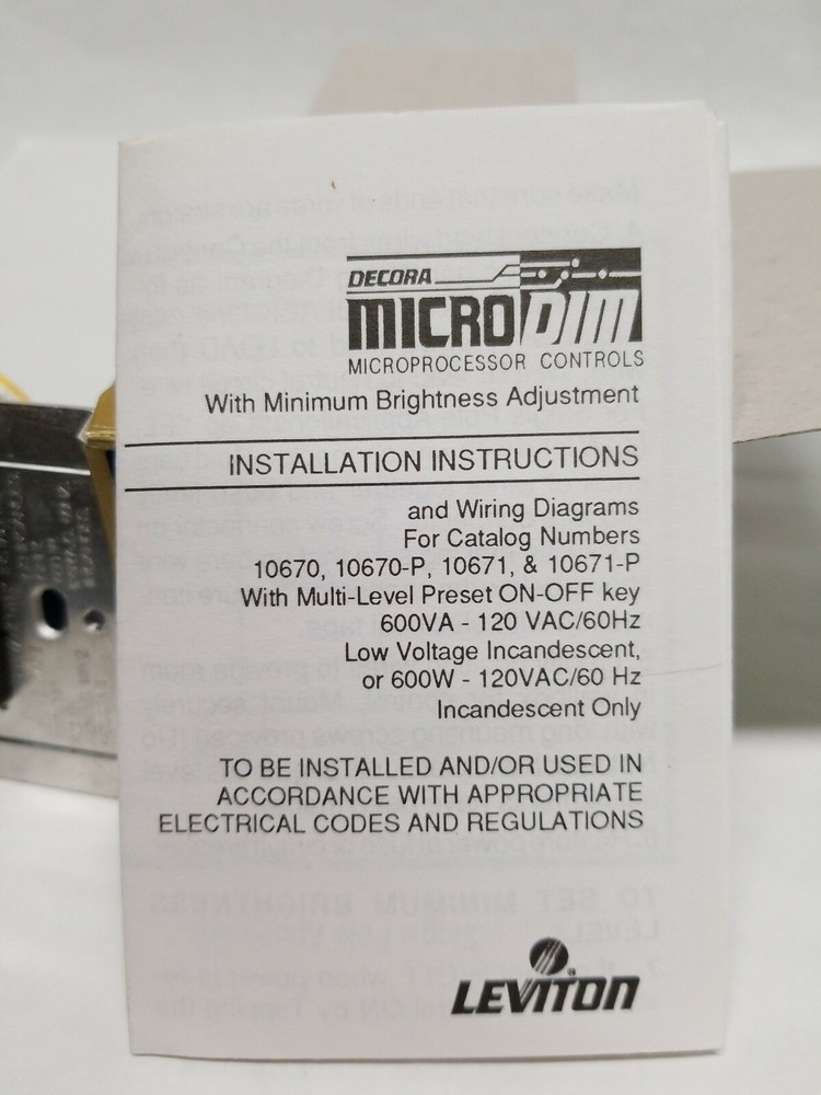 Leviton Microprocessor DIMMER - 10671-000 (New) LED 2 Key Low Voltage.