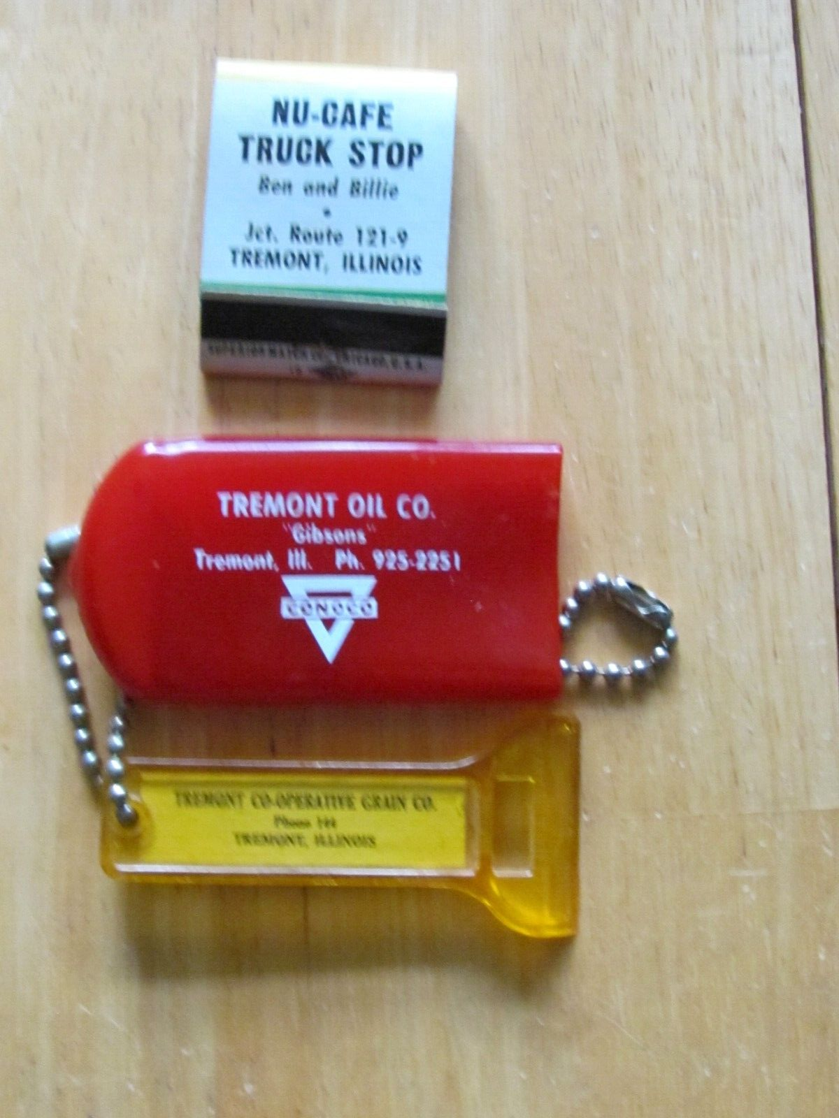 VTG TREMONT ILLINOIS KEY CHAINS CONOCO OIL CO-OP GRAIN & NU CAFE TRUCK STOP