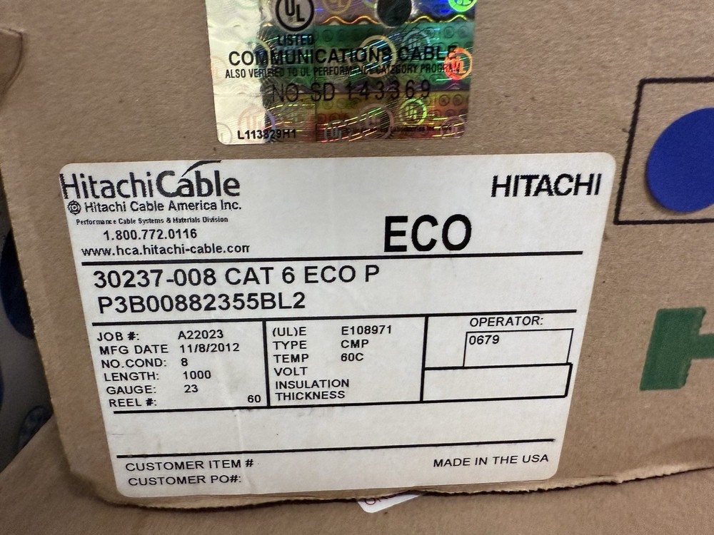 HCM Plenum Cat 6 ECO CABLE
