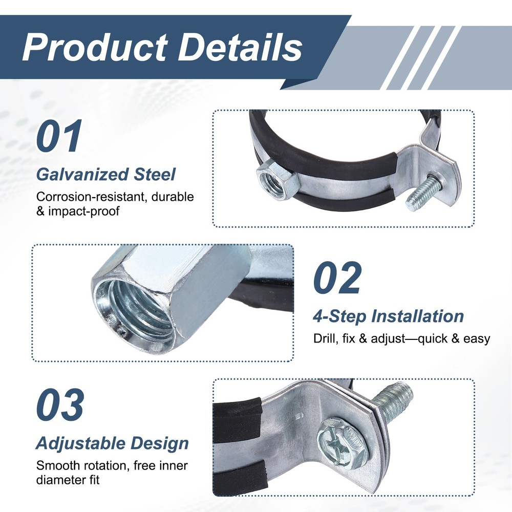 8pcs 1-1/4" Split Ring Pipe Hanger Wall Mount Pipe Bracket Clamp (M8)