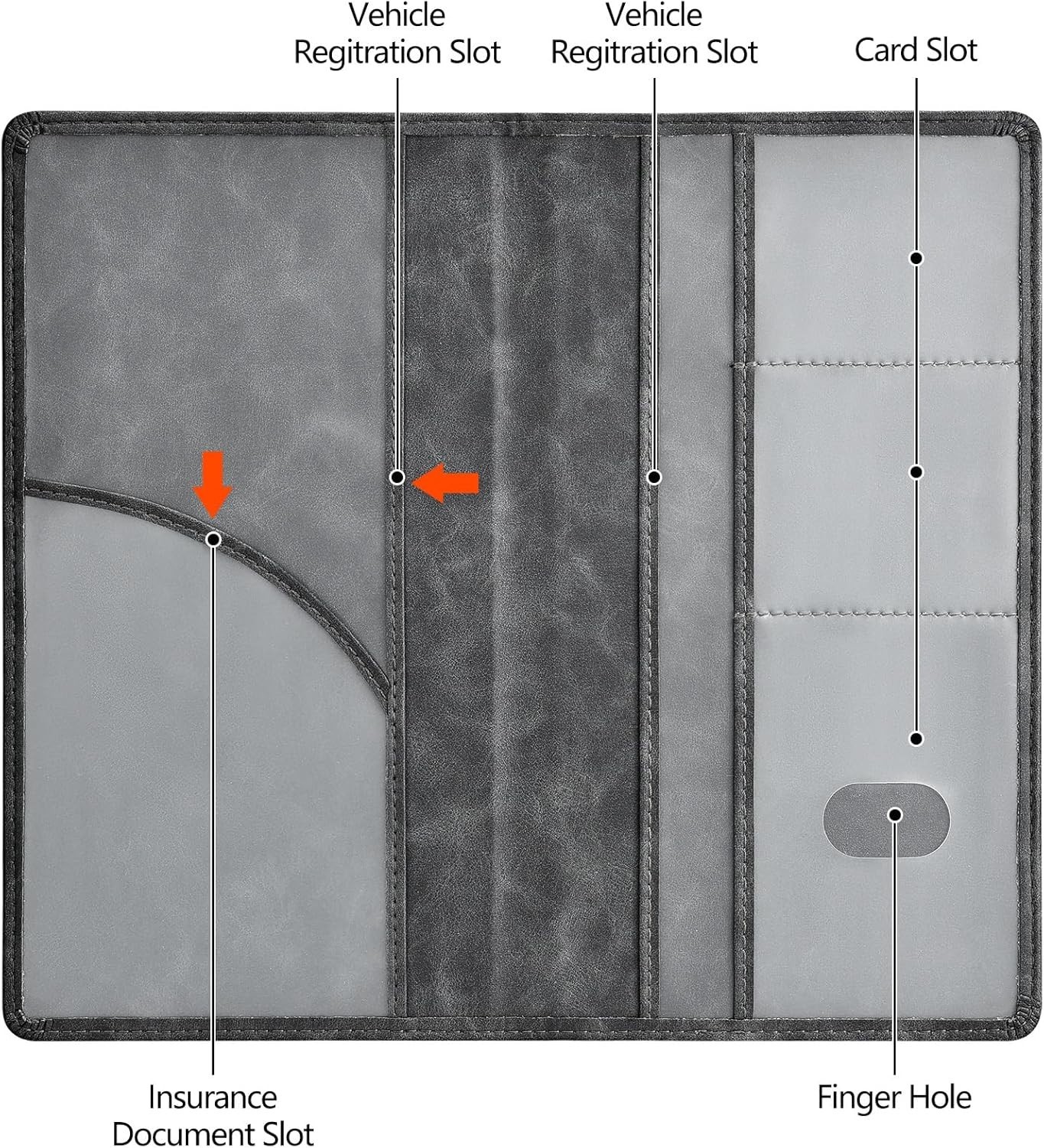 Car Registration and Insurance Card Holder, Leather Vehicle Glove Box Automobile