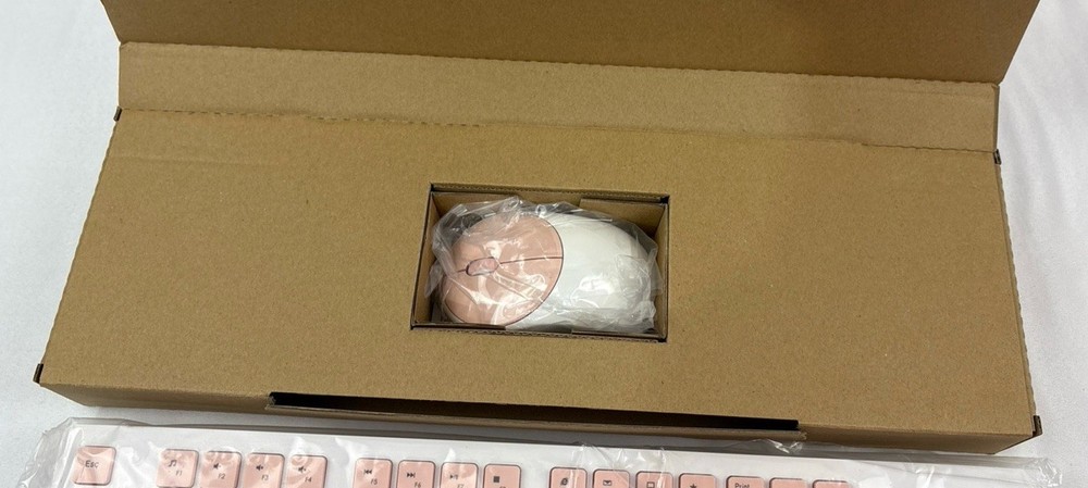 Wireless USB Keyboard with Mouse Combo Mice Set - White + Pink. New