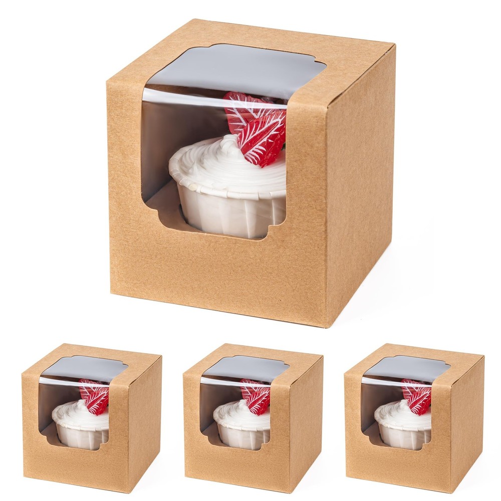 75 Pack Individual Cupcake Containers, Cupcake Boxes with Window, Food Cupcak...
