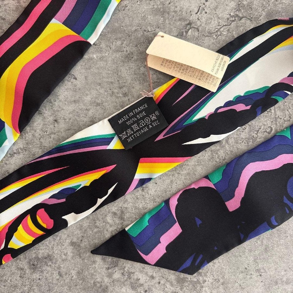 Hermes Twilly Brides De Gala Rainbow Silk Scarf