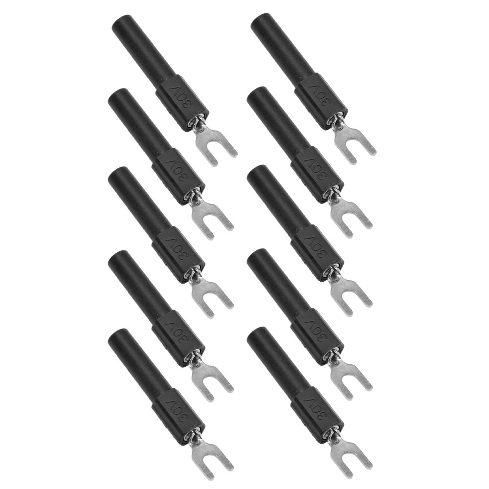 10pcs 4mm Fork Spade Wire Connectors U-Type Crimp Terminal Black