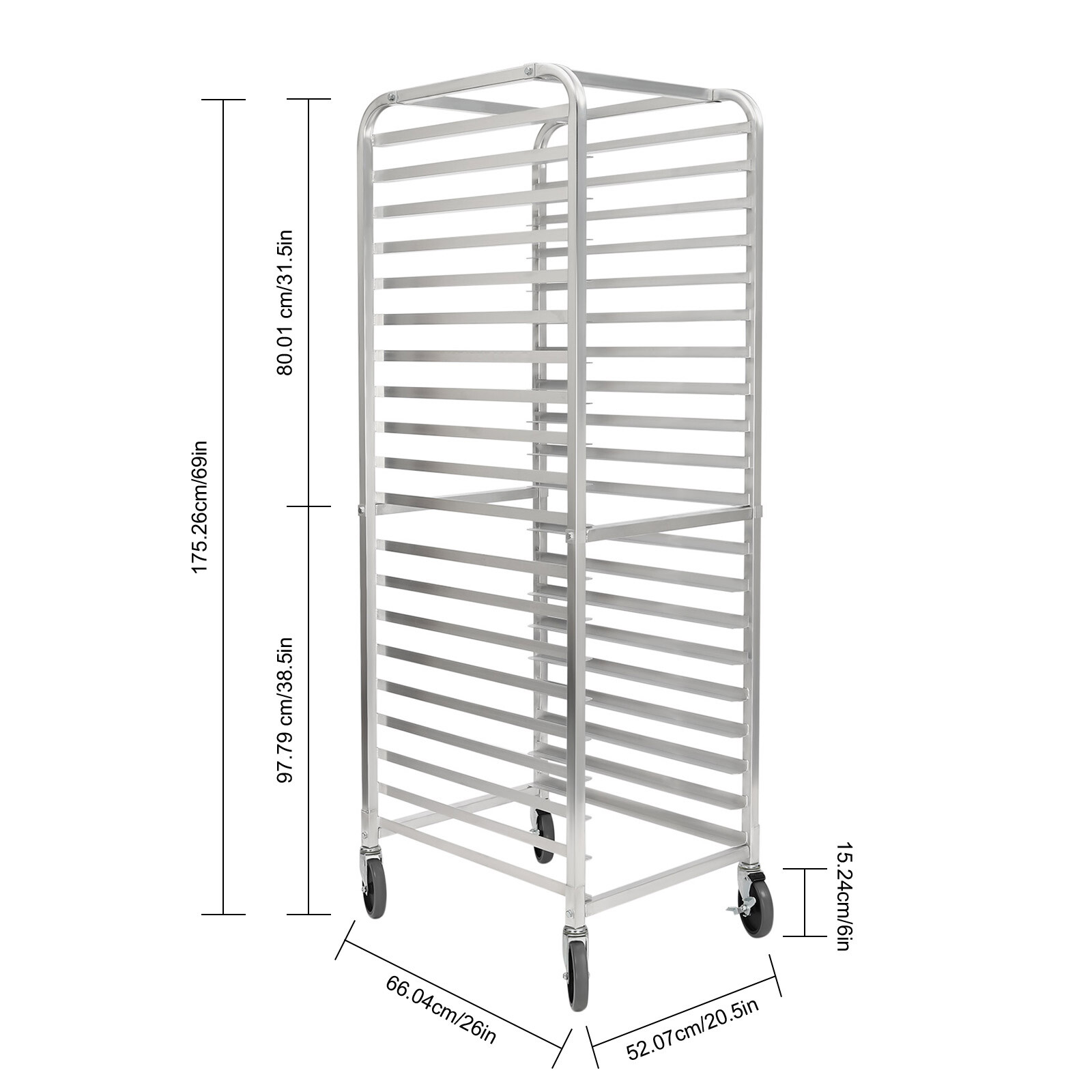 20-Tier Bakery Rack with 4 Wheels for Kitchen Bakery Restaurant Catering