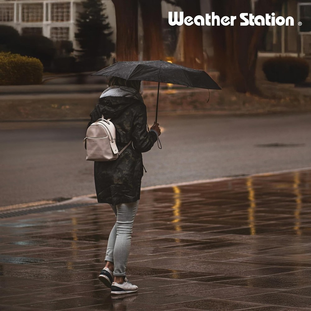 Weather Station Automatic Rain Umbrella, Windproof, Lightweight, and Packable fo