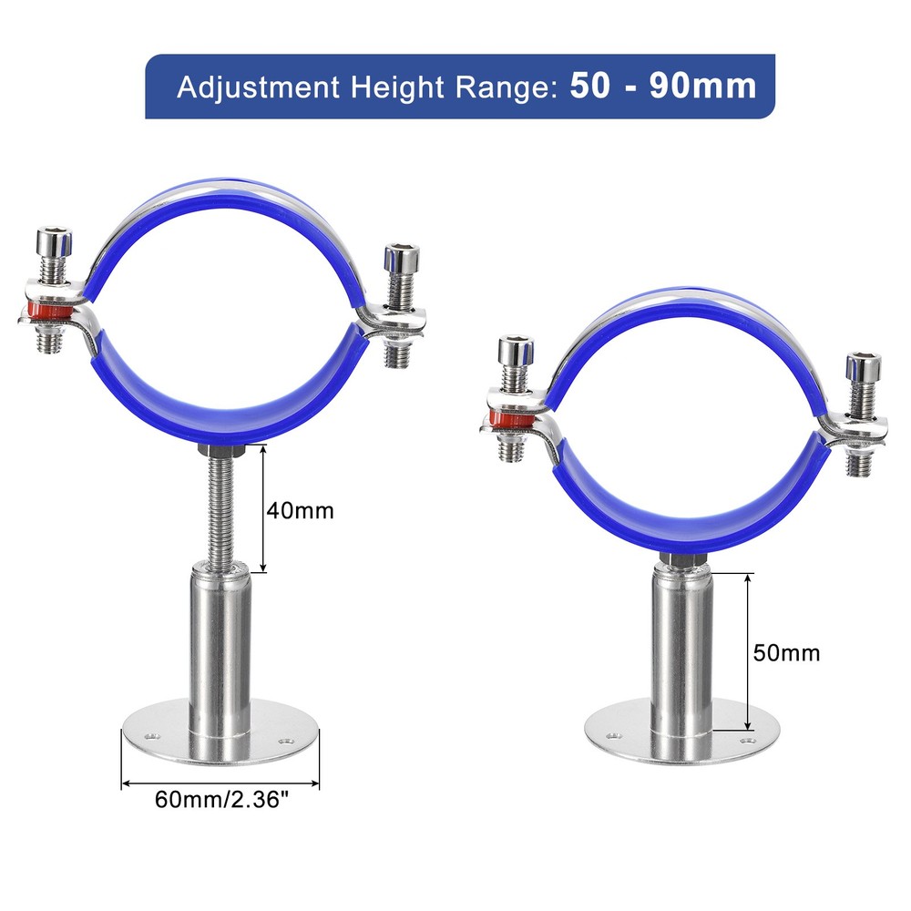Adjustable Pipe Support Wall Mount Bracket Clamp Pipe Strap Fit for 70-76mm Pipe