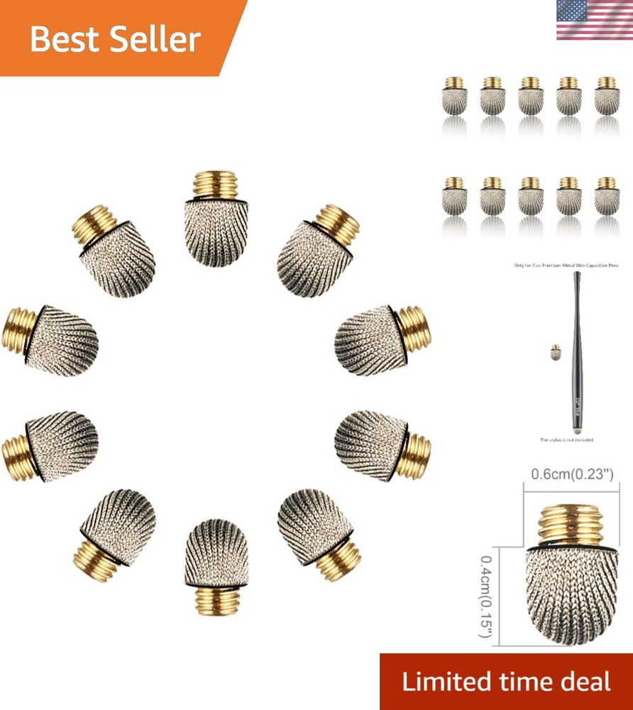 10 Replacement Nanofiber Tips for  Metal Stylus - Easy Screw Installation