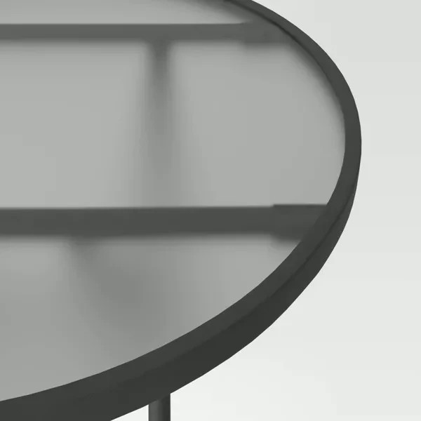Folding Round Patio Accent Table - Clear - Black Frame