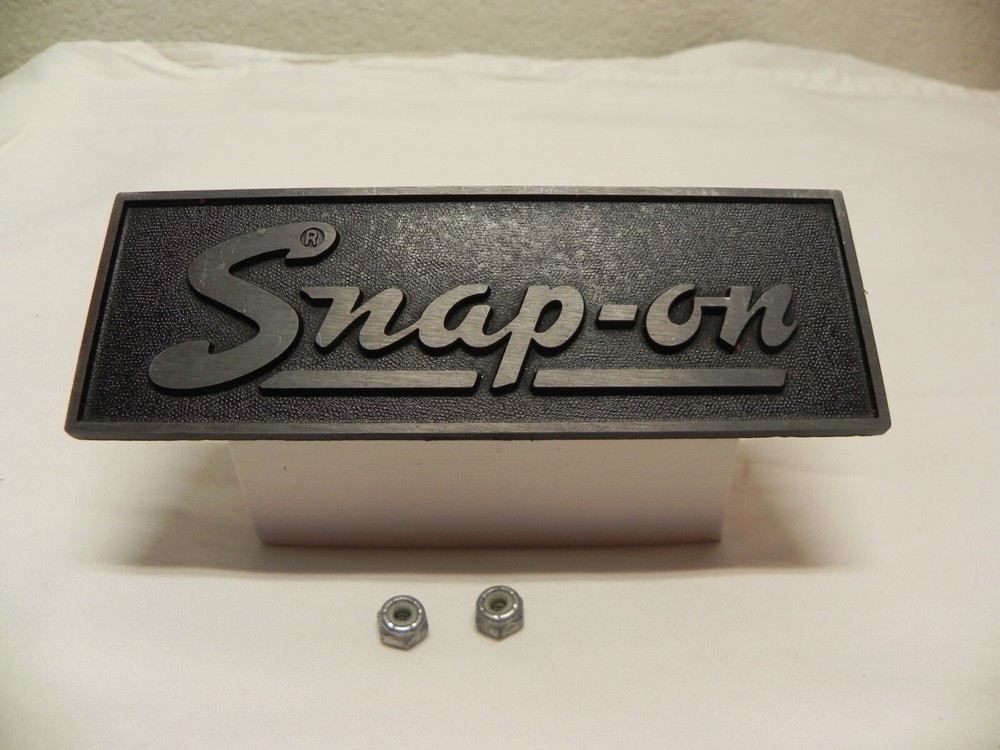 Vintage Snap-On Tool Box Metal Plate Emblem Logo Badge 2 Stud 2 Fasteners
