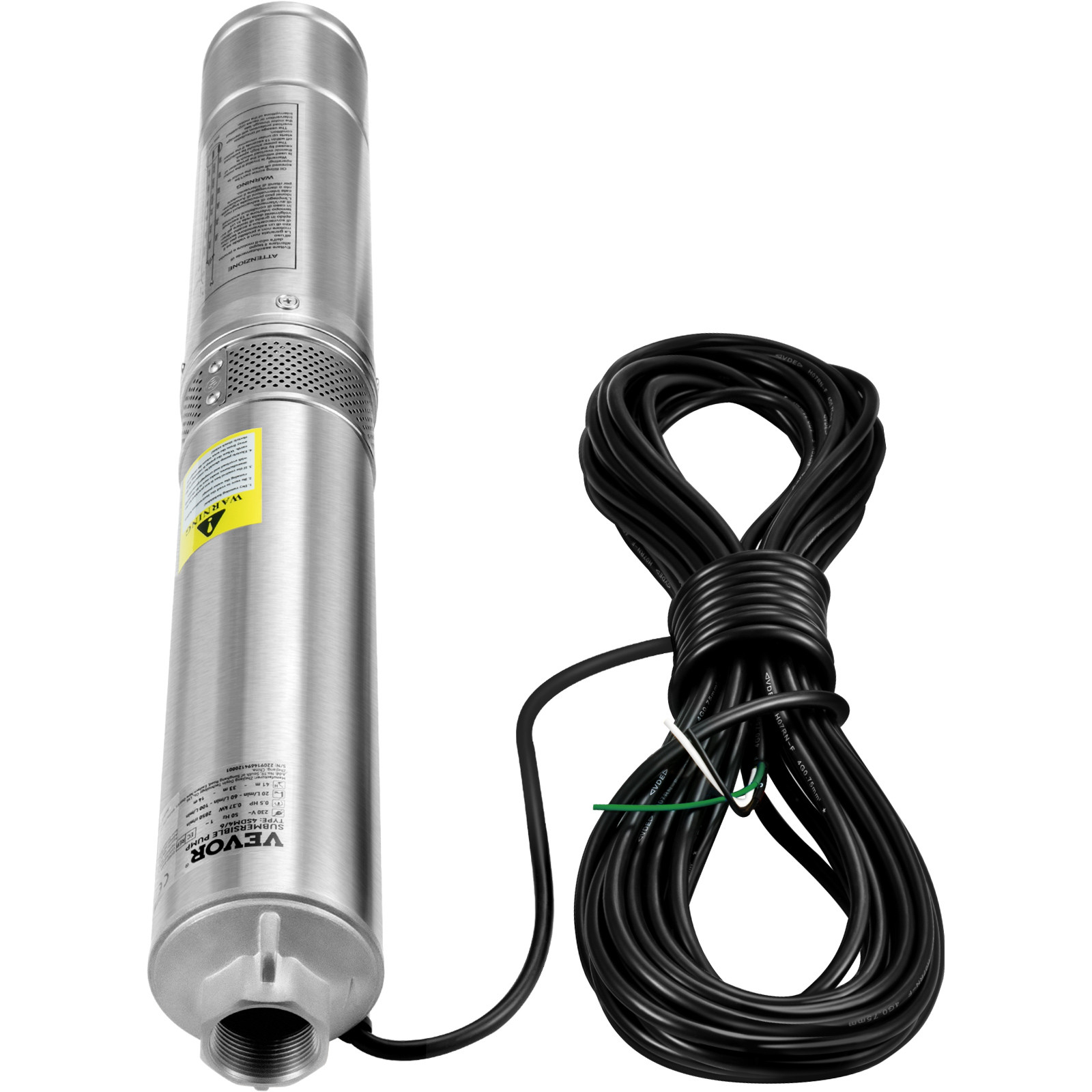 VEVOR Deep Well Submersible Pump Stainless Steel Water Pump 2HP 230V 37GPM 427ft