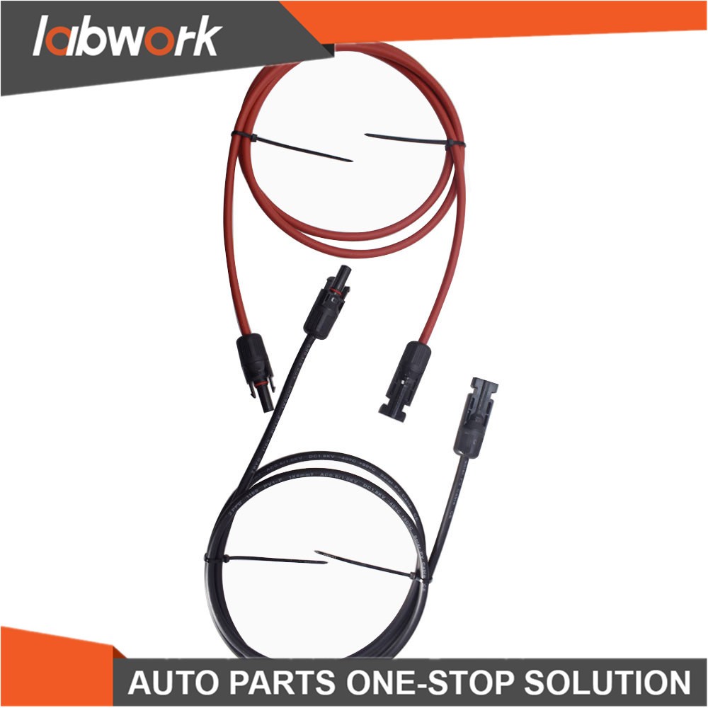Labwork 12 AWG Solar Panel Extension Cable Wire Connector 1 Pair 5ft Black + Red