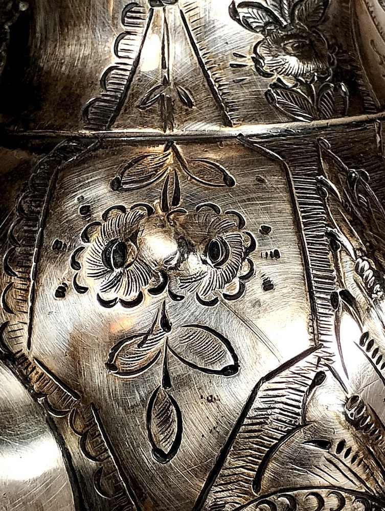 Old Vintage Ornate Silver Plated Teapot Tarnished Engraved Unique Designs