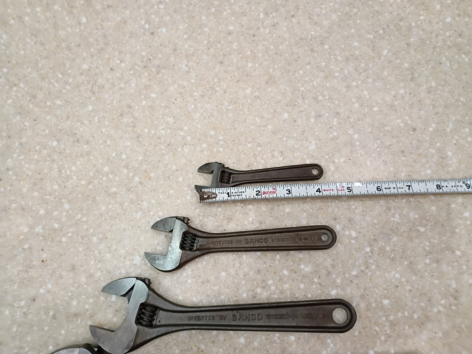Vintage set of 4 Bahco Sweden Adjustable Wrenches spanner monkey 12" 8" 6" 4"