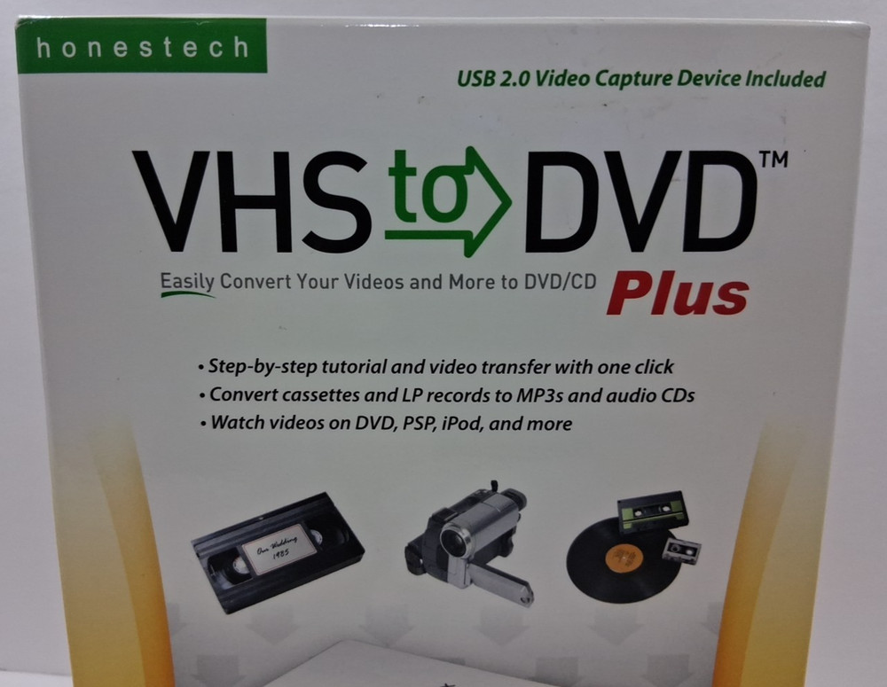 New Sealed Honestech VHS To DVD Plus Video Capture Device & Software Kit PC USB