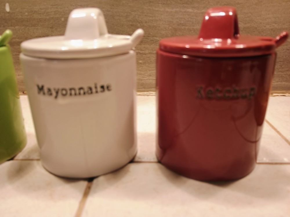 Ceramic Condiment Jars With Spoons