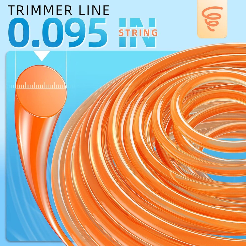 String Trimmer Line, Weed Eater String Orange Premium Nylon, 095", 295ft