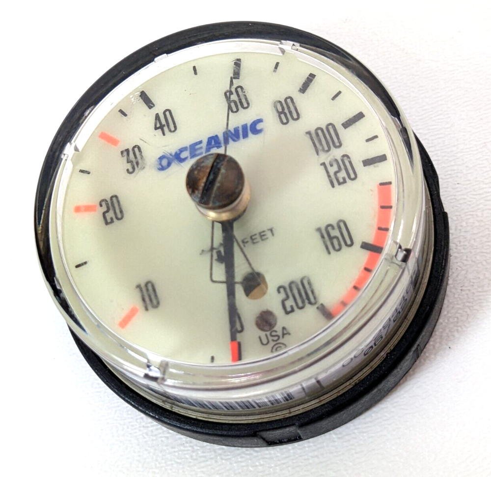 Oceanic 200ft Depth Gauge Puck Module Scuba Dive + Max Depth Gauge #2945