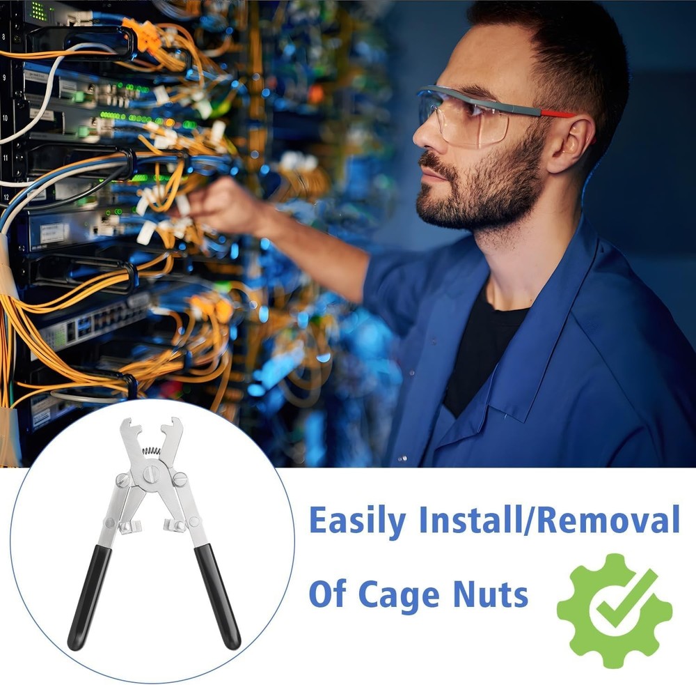 Ergonomic Rotable Cage Nut Tool for Easy Installation on M4-M10 Rack Systems